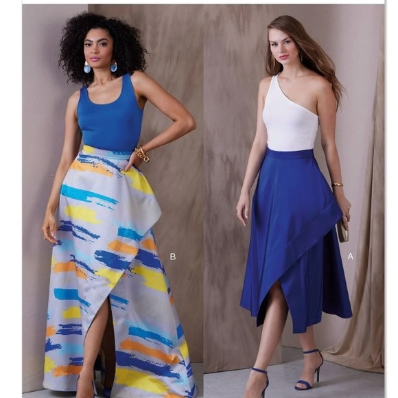 Vogue V1941 Size Y5 Misses Asymmetrical Sharkbite Hem Wrap Skirt Sewing Pattern - Picture 2 of 8